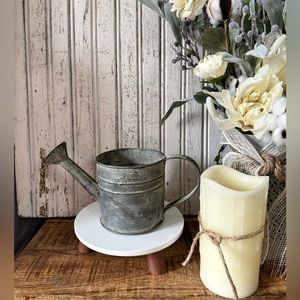 Galvanized Watering Can for Tier Tray or Table Center Display - distressed, 5”
